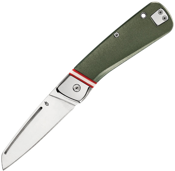 GERBER G3722 STRAIGHTLACE SLIP JOINT GREEN 7CR17MOV SHEEPSFOOT FOLDING KNIFE.