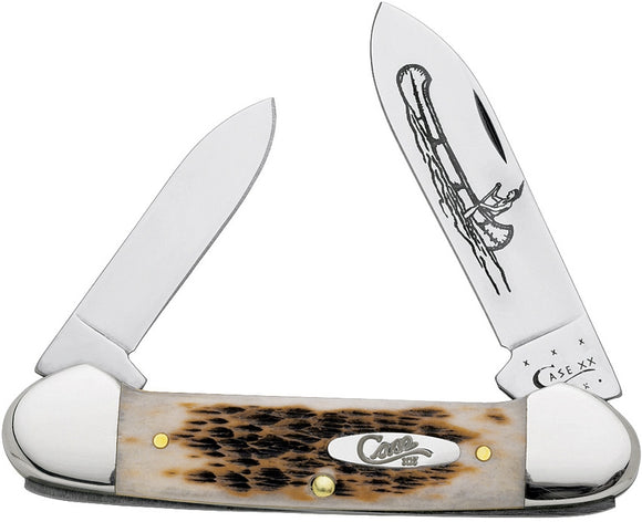 CASE CA263 62131 AMBER CANOE PEN KNIFE POCKET FOLDING KNIFE.