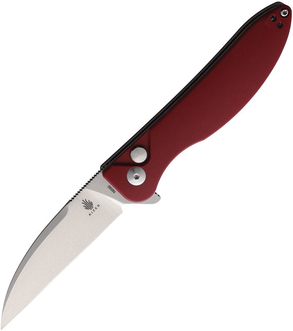 KIZER CUTLERY KIV3566N4 SWAY BACK PUSH LOCK N690 RED MICARTA FOLDING KNIFE.
