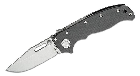 DEMKO KNIVES AD20.5 CLIP POINT CPM-S35VN CF HANDLE FOLDING KNIFE.