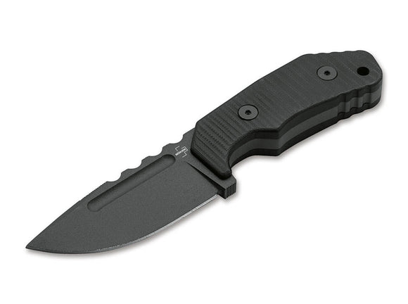BOKER 02BO033 LITTLE DVALIN D2 STEEL BLACK G10 HANDLE FIXED BLADE KNIFE W/SHEATH