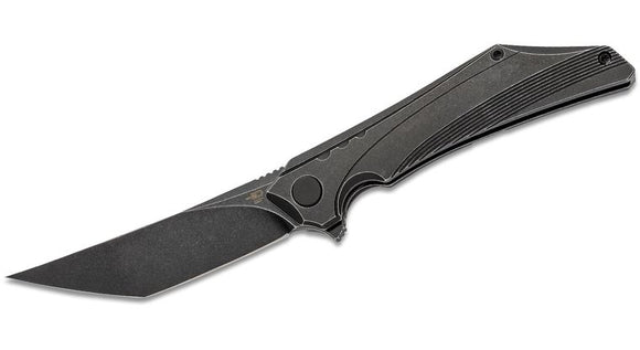 BESTECH BT1911B KAMOZA M390 STEEL BLACK TI HANDLE TANTO POINT FOLDING KNIFE.