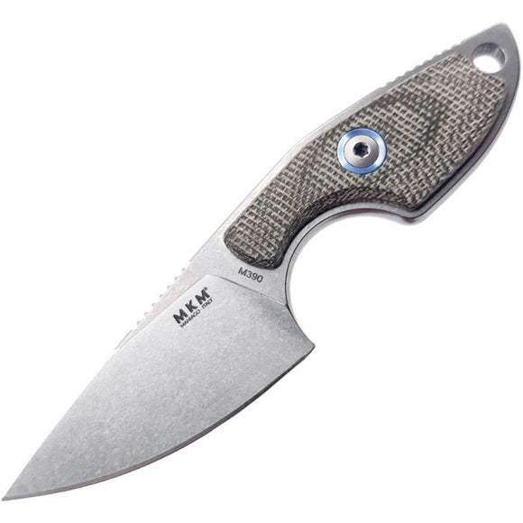 MKM MKMR01GC MIKRO 1 M390 STEEL MICARTA HANDLE NECK CARRY KNIFE WITH SHEATH