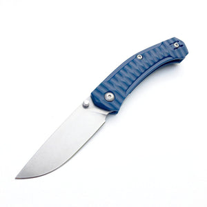 GIANT MOUSE ACE KNIVES IONA NAVY BLUE TUMBLED FINISH M390 STEEL FOLDING KNIFE.