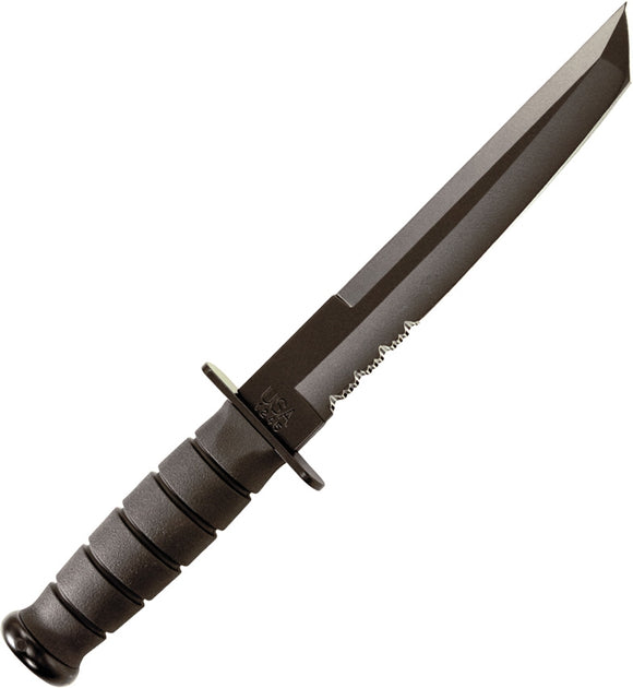 KABAR 1245 TANTO POINT 1095 CRO-VAN STEEL FIXED BLADE KNIFE WITH HARD SHEATH