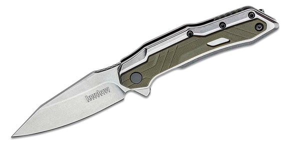 KERSHAW 1369 SALVAGE ASSISTED 8CR13MOV STEEL STAINLESS HANDLE FOLDING KNIFE.