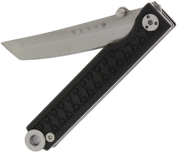 STAT GEAR STAT102 440C TANTO POINT POCKET SAMURAI BLACK FOLDING KNIFE.