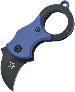 FOX FOX535BLB FOX MINI-KA MINI BLUE HANDLE BLACK BLADE PLAIN EDGE FOLDING KNIFE.