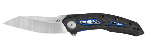 ZERO TOLERANCE 0762 CPM-20CV CF HANDLE STONEWASH TDS FOLDING KNIFE.