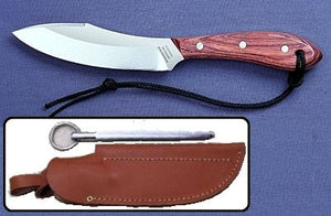 GROHMANN R4CS #4 SURVIVAL CARBON ROSE WOOD FIXED BLADE KNIFE W/SHEATH AND STEEL