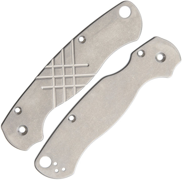 FLYTANIUM FLY556 GRADE 5 GROOVED TITANIUM SCALE FOR FOR SPYDERCO PARA 2 KNIFE