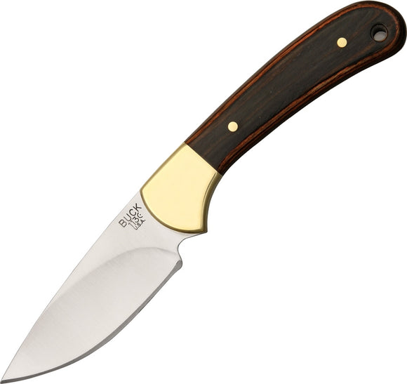 BUCK 113BRS SMALL SKINNER EBONY MACASSAR FIXED BLADE KNIFE WITH LEATHER SHEATH