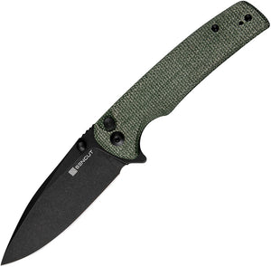 SENCUT KNIVES S210072 SACHSE PUSH LOCK MICARTA 9CR18MOV BLACK FOLDING KNIFE.