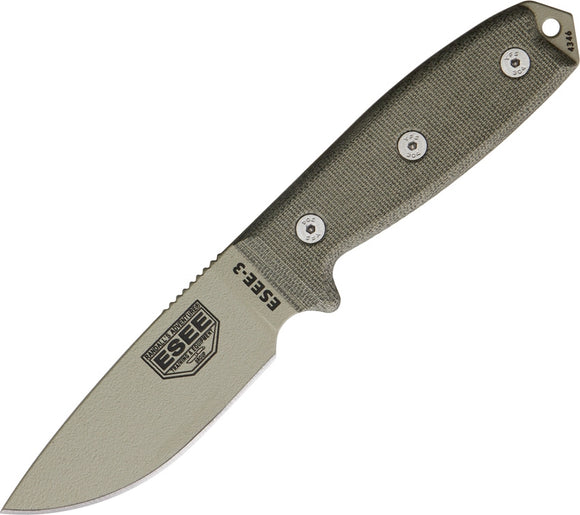 ESEE RAT CUTLERY ESEE-3PDT TAN FIXED BLADE KNIFE WITH MOLDED SHEATH SYSTEM.