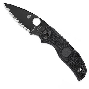 Spyderco c41sbbk5 native s30v steel serrated edge black folding knife.