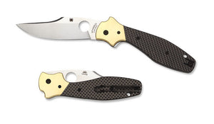 Spyderco c190cfp schempp bowie carbon fiber plain edge cpm-s30v folding knife.