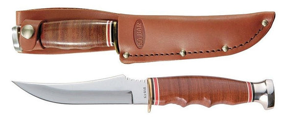 KABAR 1233 SKINNER LEATHER STACK FIXED BLADE KNIFE WITH LEATHER SHEATH