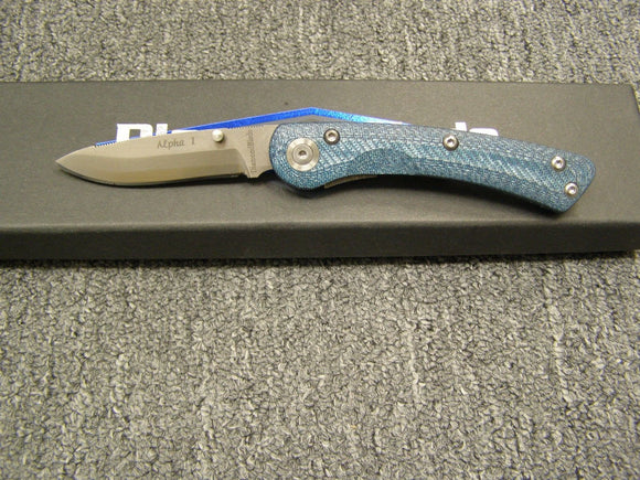 DIAMONDBLADE KNIVES 00212FG ALPHA 1 BLUE TEXALIUM FOLDING KNIFE.