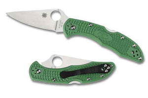 Spyderco C11fpgr Delica Flat Ground Green Folding Knife