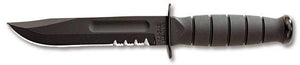 KABAR 1257 SHORT KABAR COMBO EDGE FIXED BLADE KNIFE WITH LEATHER SHEATH