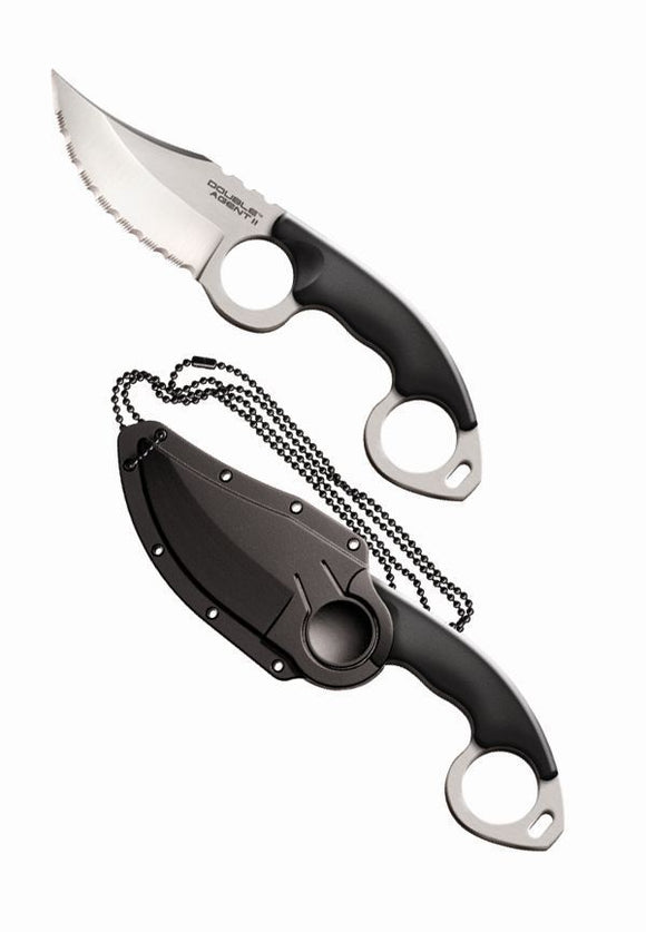 COLD STEEL 39FNS DOUBLE AGENT II SERRATED NECK CARRY KNIFE.