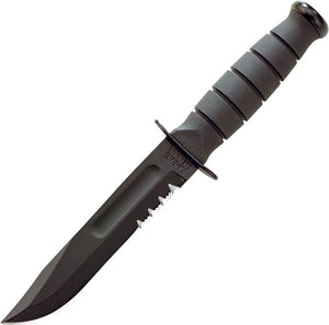 KABAR 1259 SHORT KABAR COMBO EDGE WITH HARD SHEATH FIXED BLADE KNIFE.