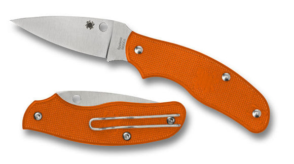 Spyderco c179por orange spy-dk n690 blade steel plain edge folding knife.
