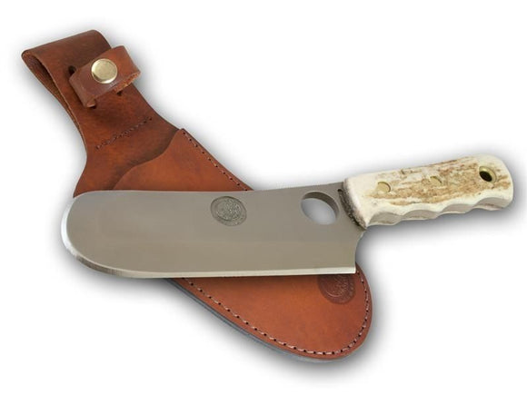 KNIVES OF ALASKA 00002FG BROWN BEAR STAG FIXED BLADE KNIFE WITH LEATHER SHEATH