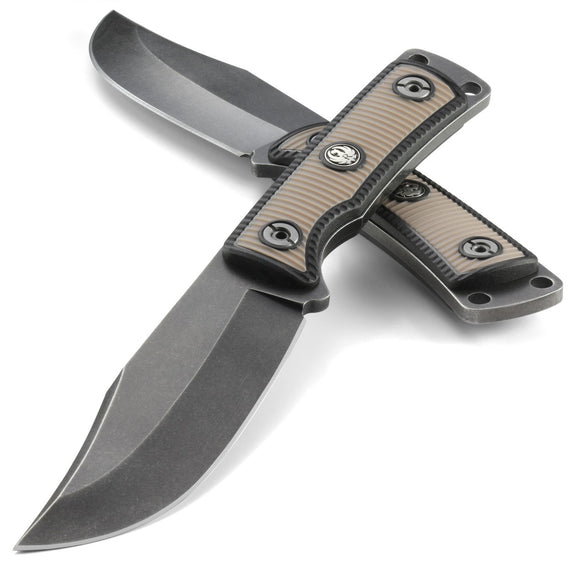RUGER KNIVES R1502K POWDER-KEG RMJ TACTICAL DESIGNED CLIP POIN FIXED BLADE KNIFE