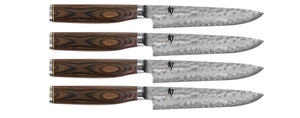 SHUN PREMIER TDMS0400 4 PIECE STEAK KNIFE SET.STEAKS DESERVE THE VERY BEST KNIFE