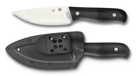 Spyderco fb32gp serrata plain cast 440c steel fixed blade knife with sheath.