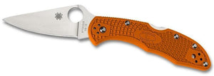 Spyderco C11fpor Delica Flat Ground Orange Frn Folding Knife