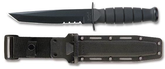 KABAR 5055 SHORT TANTO POINT WITH HARD SHEATH FIXED BLADE KNIFE.