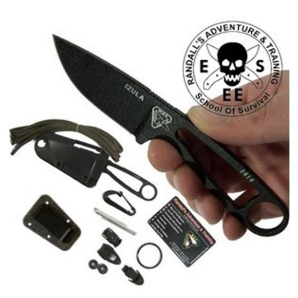 ESEE IZULA-B-KIT IZULA BLACK BLADE FIXED BLADE NECK CARRY KNIFE WITH KIT.