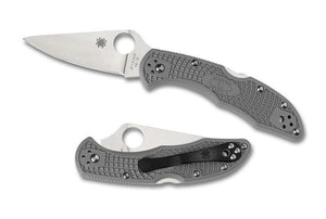 Spyderco c11fpgy delica gray flat ground vg10 plain edge folding knife.