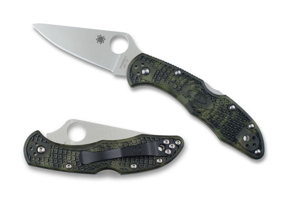 SPYDERCO C11ZFPGR DELICA ZOME HANDLE FLAT GROUND VG10 GREEN FOLDING KNIFE