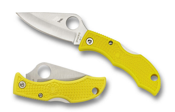 Spyderco Lylp3 Ladybug Salt H1 Yellow Frn Plain Edge Folding Key Chain Knife