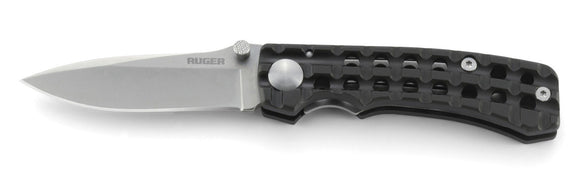 RUGER KNIVES R1803 GO-N-HEAVY COMPACT BILL HARSEY PLAIN EDGE FOLDING KNIFE.