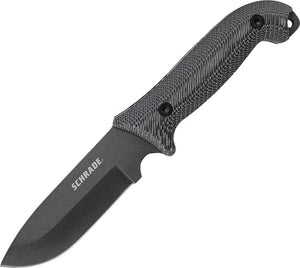 SCHRADE SCHF51M FRONTIER BLACK MICARTA HANDLE FIXED BLADE KNIFE WITH SHEATH.