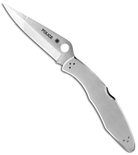 Spyderco c07p police plain edge vg10 blade steel folding knife.