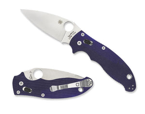 Spyderco c101gpdbl2 manix 2 dark blue s110v steel plain edge folding knife.