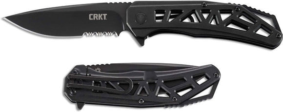 CRKT K330KKS GUSSET BLACK KEN ONION 8Cr13MoV BLDE STEEL COMBO EDGE FOLDING KNIFE