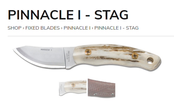 DIAMONDBLADE KNIVES 00081FG PINNACLE I STAG MOSAIC FIXED BLADE KNIFE WITH SHEATH