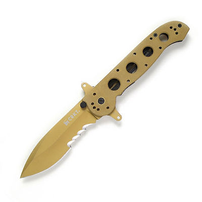 CRKT M21-14DSFG SPECIAL FORCES TAN G10 COMBO EDGE FOLDING KNIFE.